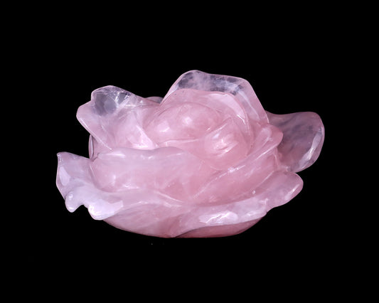 5.2" Rose Quartz Hand Carved Crystal Incense Holder Crystallumi