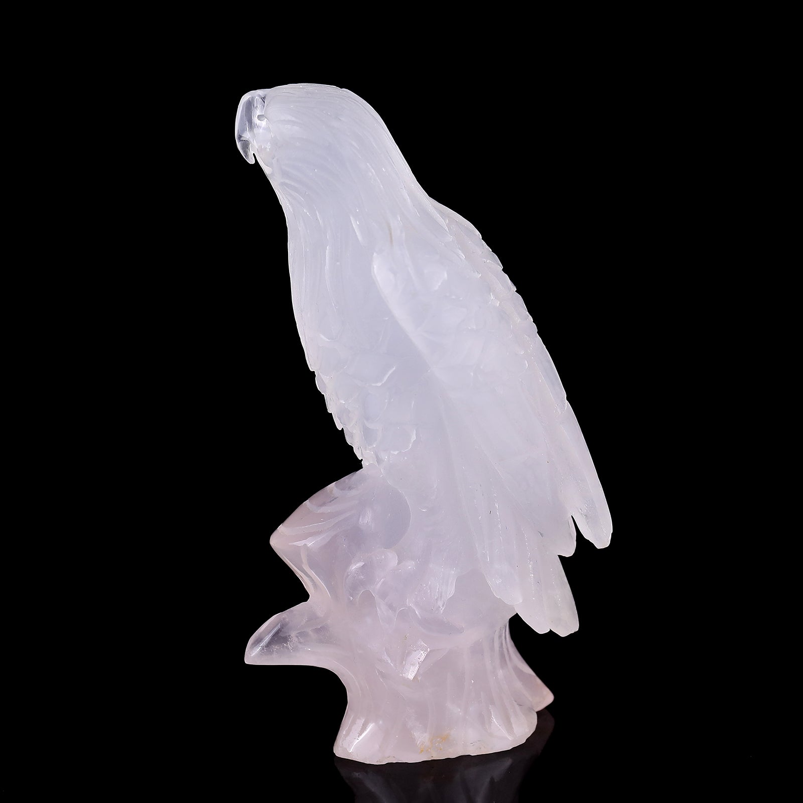 5.2" Rose Quartz Hand Carved Crystal Parrot Sculpture Crystallumi