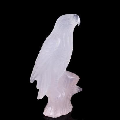 5.2" Rose Quartz Hand Carved Crystal Parrot Sculpture Crystallumi