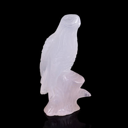 5.2" Rose Quartz Hand Carved Crystal Parrot Sculpture Crystallumi