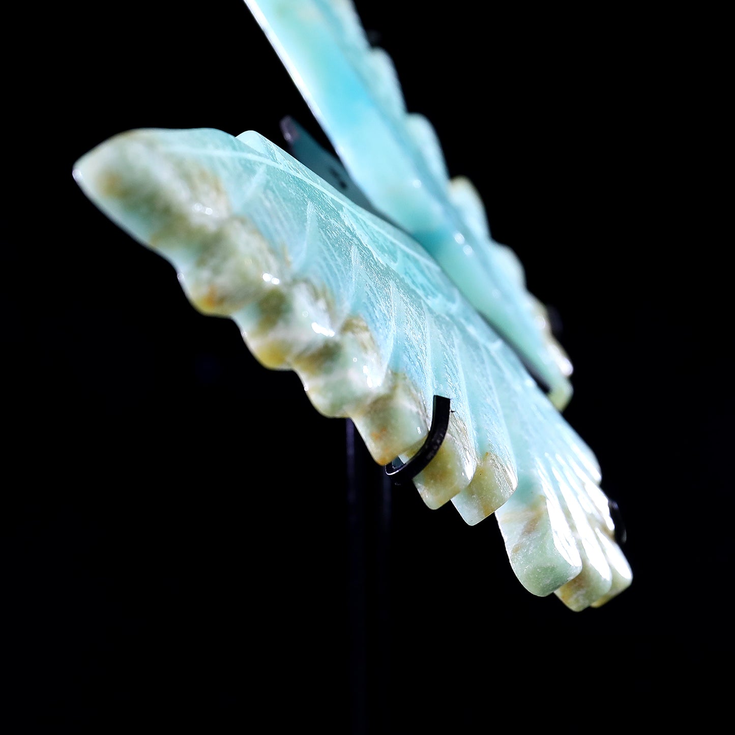 5.3" Amazonite Hand Carved Crystal Owl Wings Sculpture Crystallumi