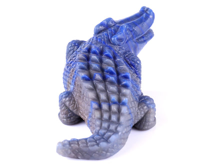 5.3" Blue Aventurine Hand Carved Crystal Crocodile Sculpture Crystallumi