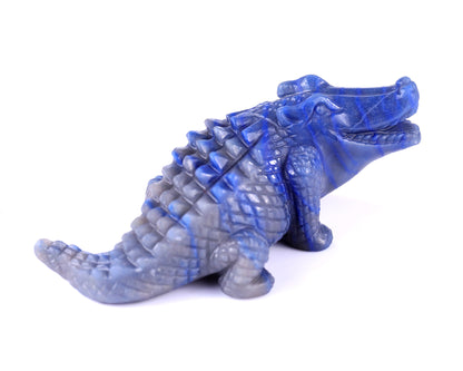 5.3" Blue Aventurine Hand Carved Crystal Crocodile Sculpture Crystallumi