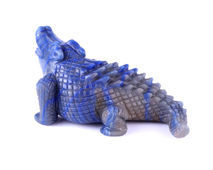 5.3" Blue Aventurine Hand Carved Crystal Crocodile Sculpture Crystallumi