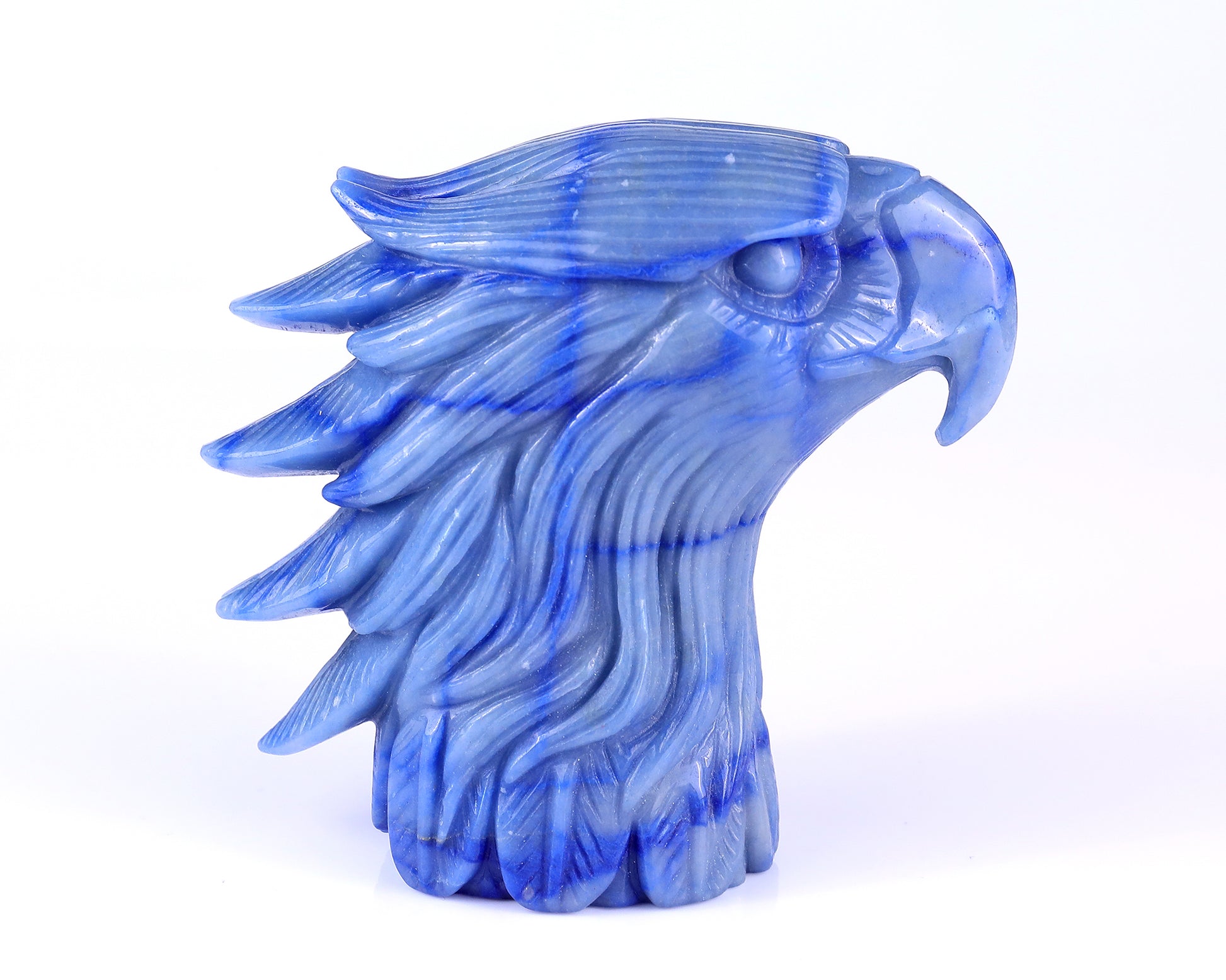 5.3" Blue Aventurine Hand Carved Crystal Eagle Head Sculpture Crystallumi