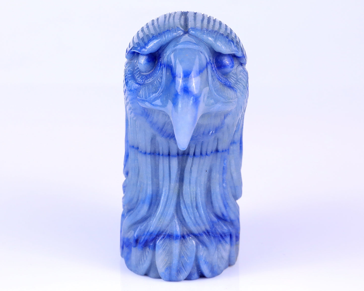 5.3" Blue Aventurine Hand Carved Crystal Eagle Head Sculpture Crystallumi