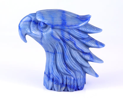 5.3" Blue Aventurine Hand Carved Crystal Eagle Head Sculpture Crystallumi