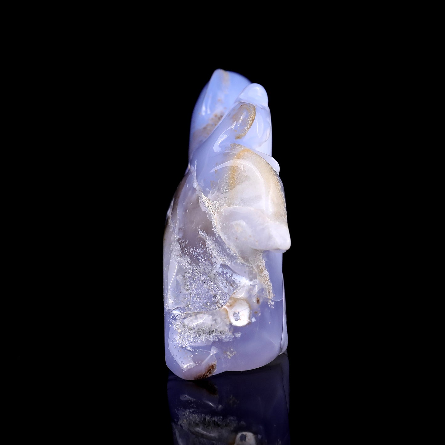 5.3" Blue Chalcedony Hand Carved Crystal Dolphins Sculpture Crystallumi