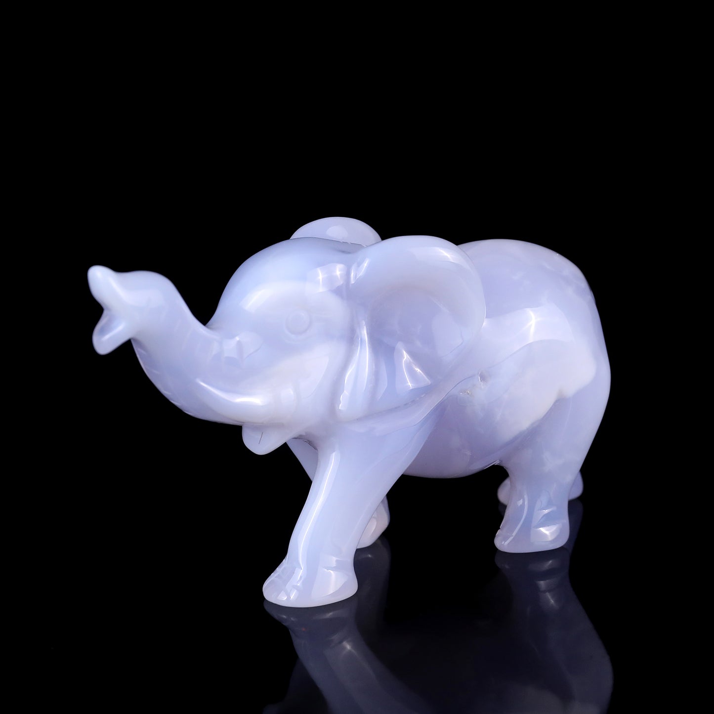 5.3" Blue Chalcedony Hand Carved Crystal Elephant Sculpture Crystallumi