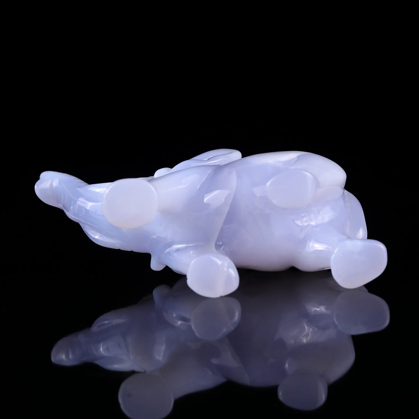 5.3" Blue Chalcedony Hand Carved Crystal Elephant Sculpture Crystallumi