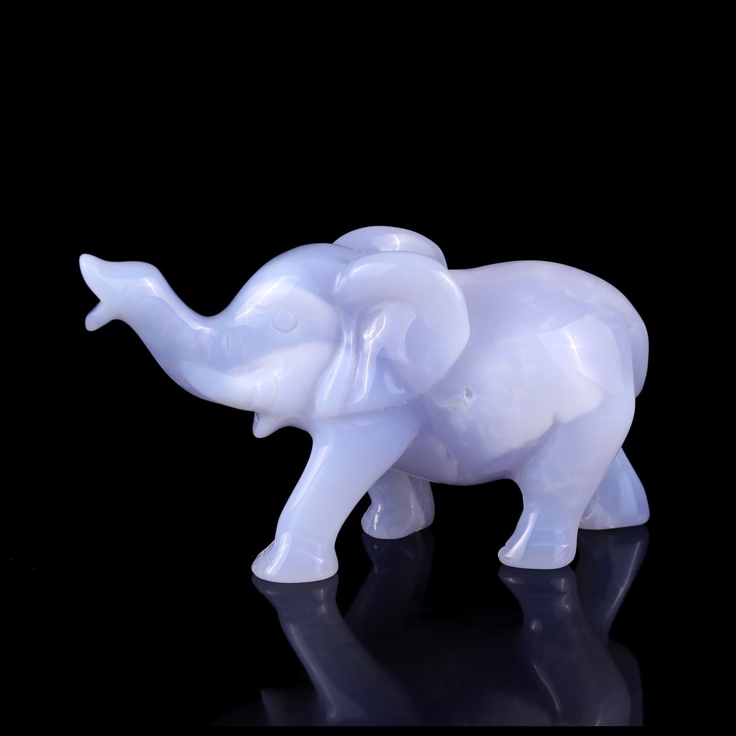 5.3" Blue Chalcedony Hand Carved Crystal Elephant Sculpture Crystallumi