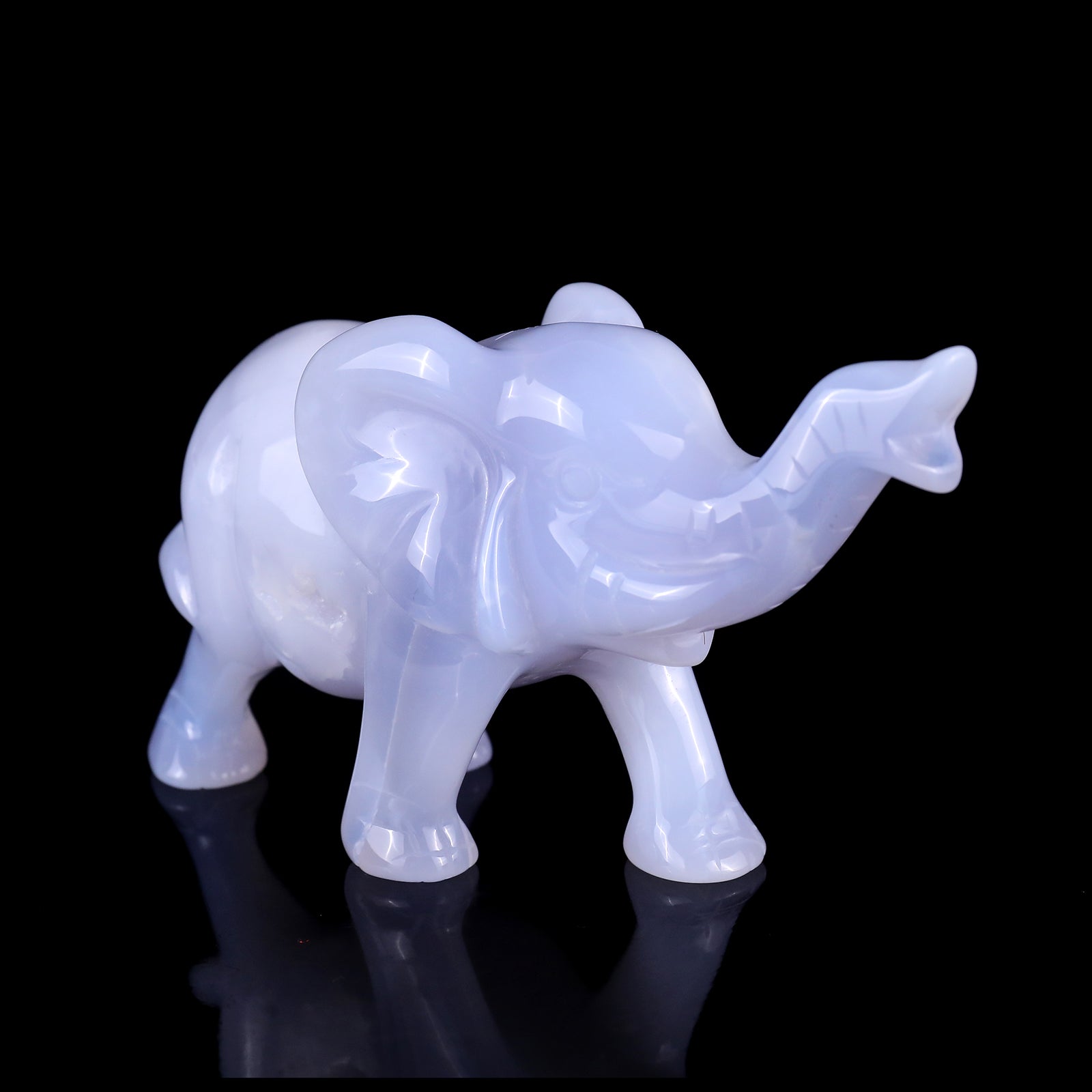 5.3" Blue Chalcedony Hand Carved Crystal Elephant Sculpture Crystallumi