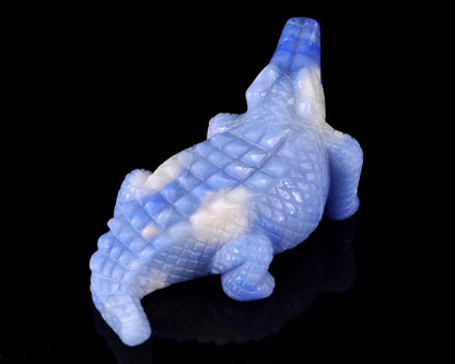 5.4" Blue Aventurine Hand Carved Crystal Crocodile Sculpture Crystallumi