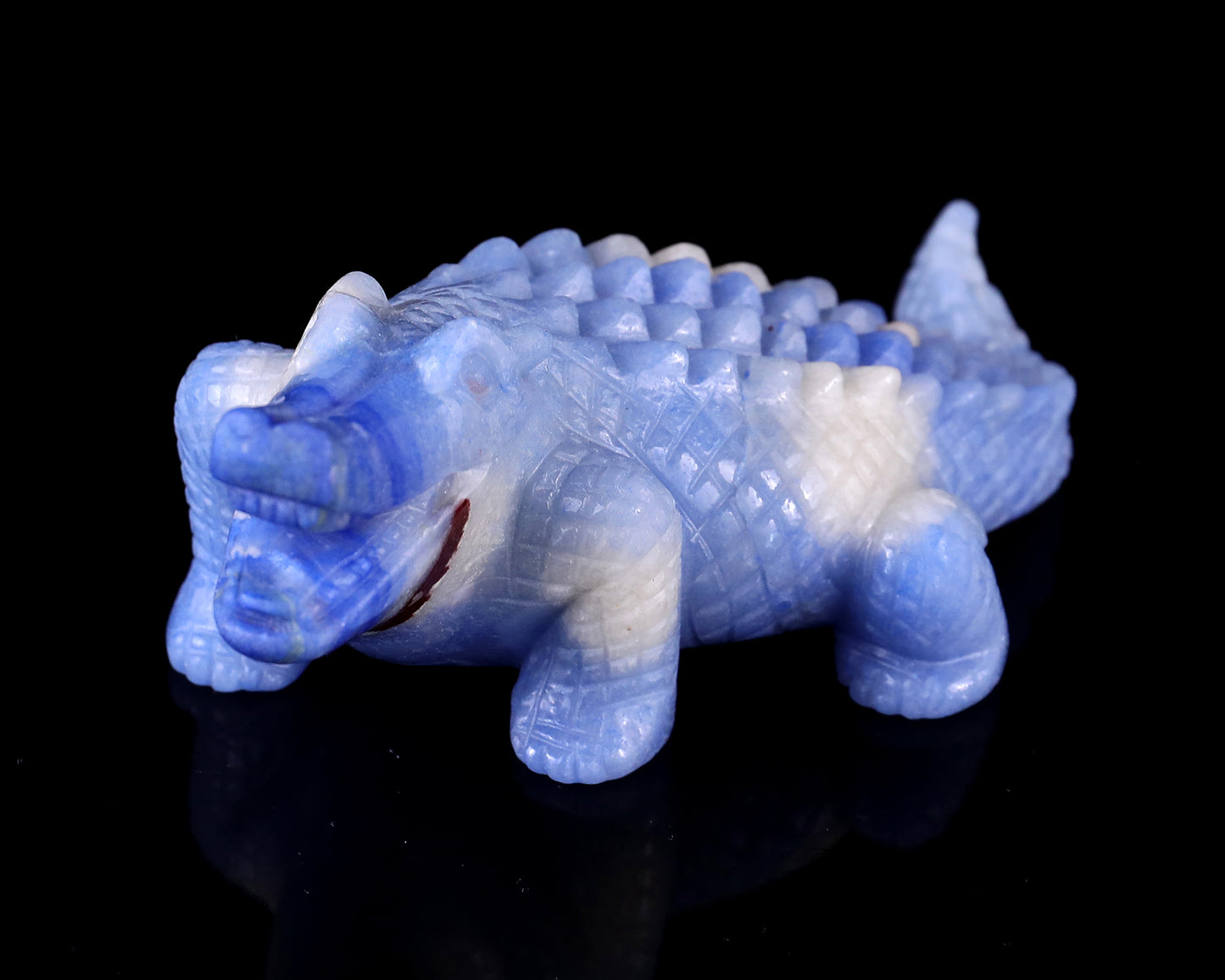 5.4" Blue Aventurine Hand Carved Crystal Crocodile Sculpture Crystallumi