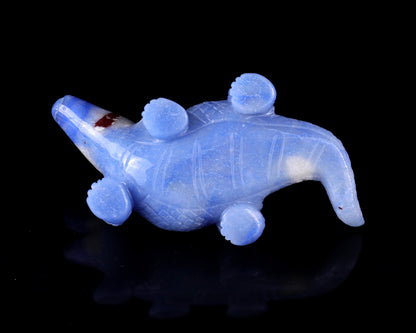 5.4" Blue Aventurine Hand Carved Crystal Crocodile Sculpture Crystallumi