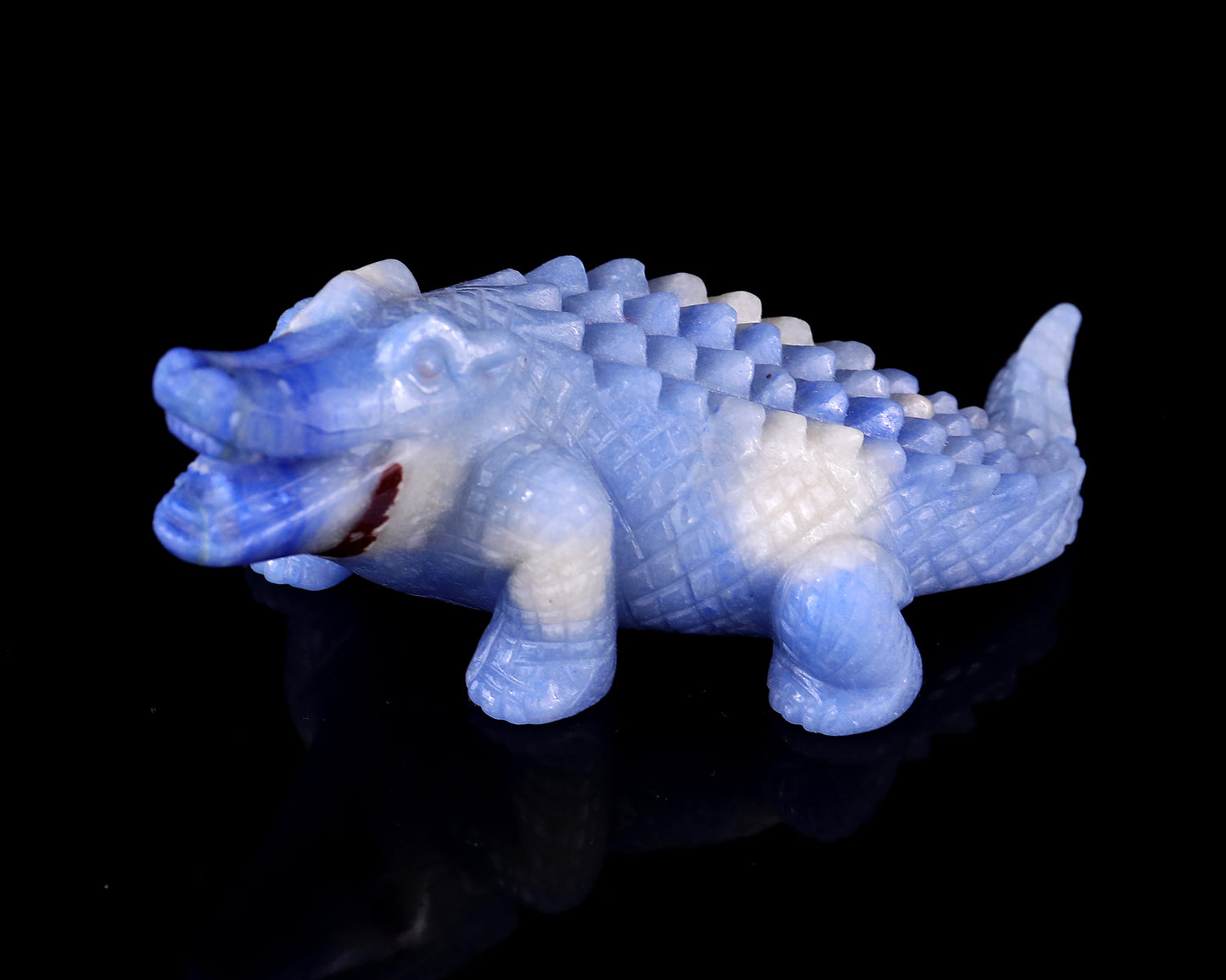 5.4" Blue Aventurine Hand Carved Crystal Crocodile Sculpture Crystallumi