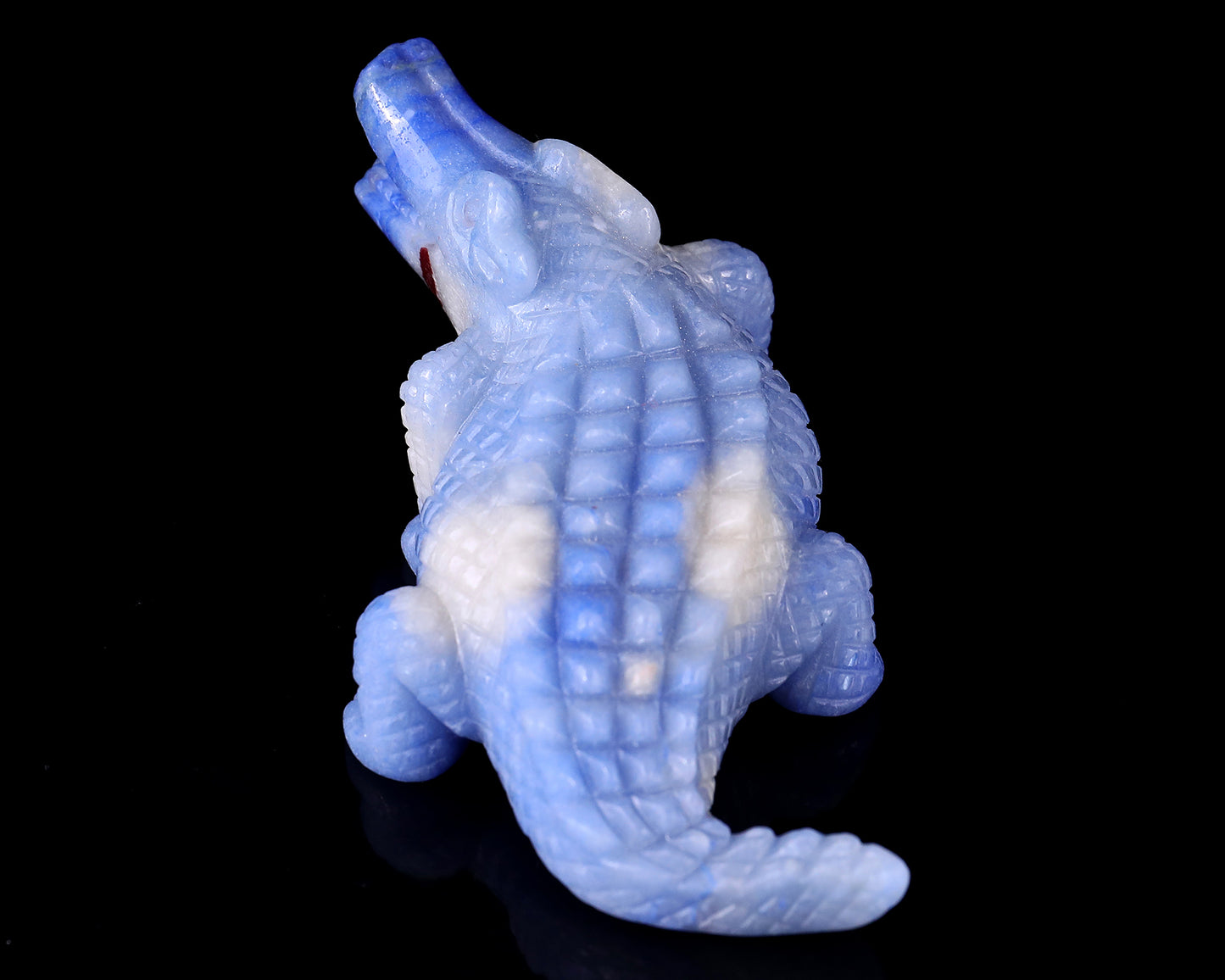 5.4" Blue Aventurine Hand Carved Crystal Crocodile Sculpture Crystallumi