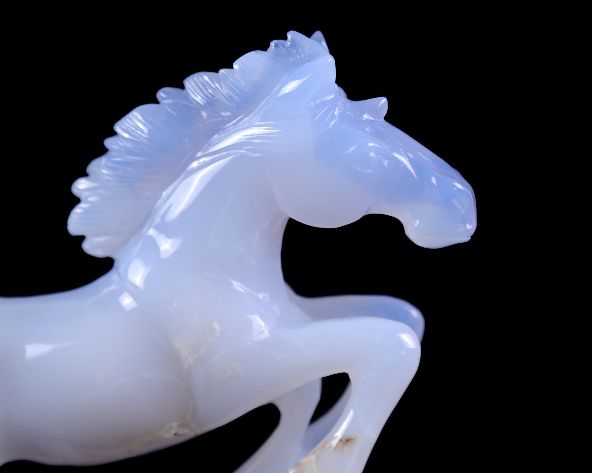 5.4" Blue Chalcedony Hand Carved Crystal Horse Sculpture Crystallumi