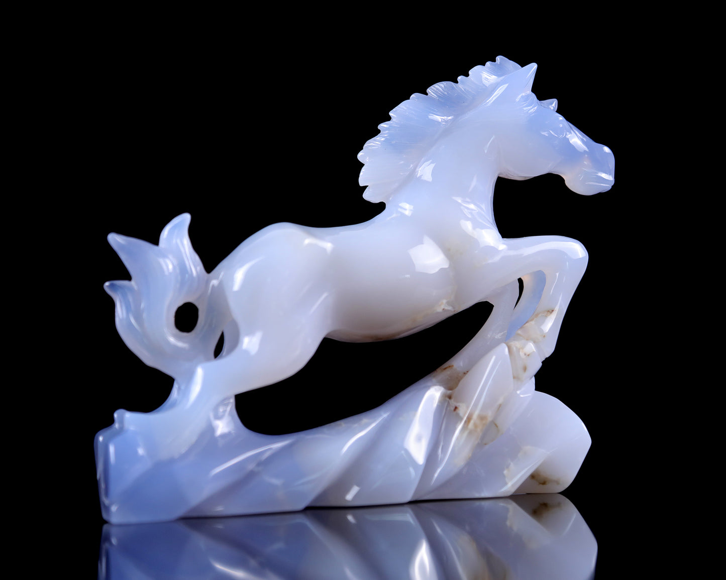 5.4" Blue Chalcedony Hand Carved Crystal Horse Sculpture Crystallumi