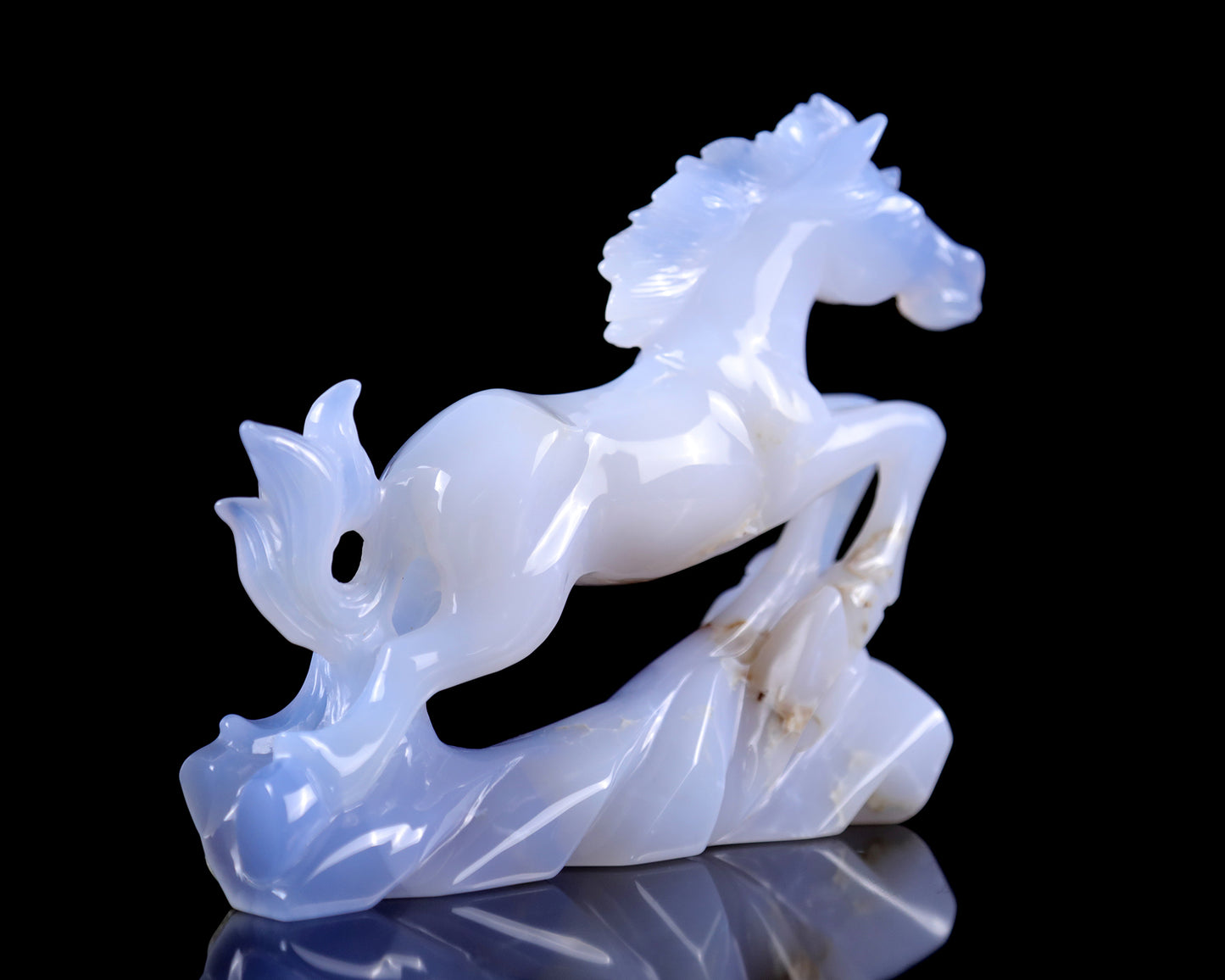 5.4" Blue Chalcedony Hand Carved Crystal Horse Sculpture Crystallumi