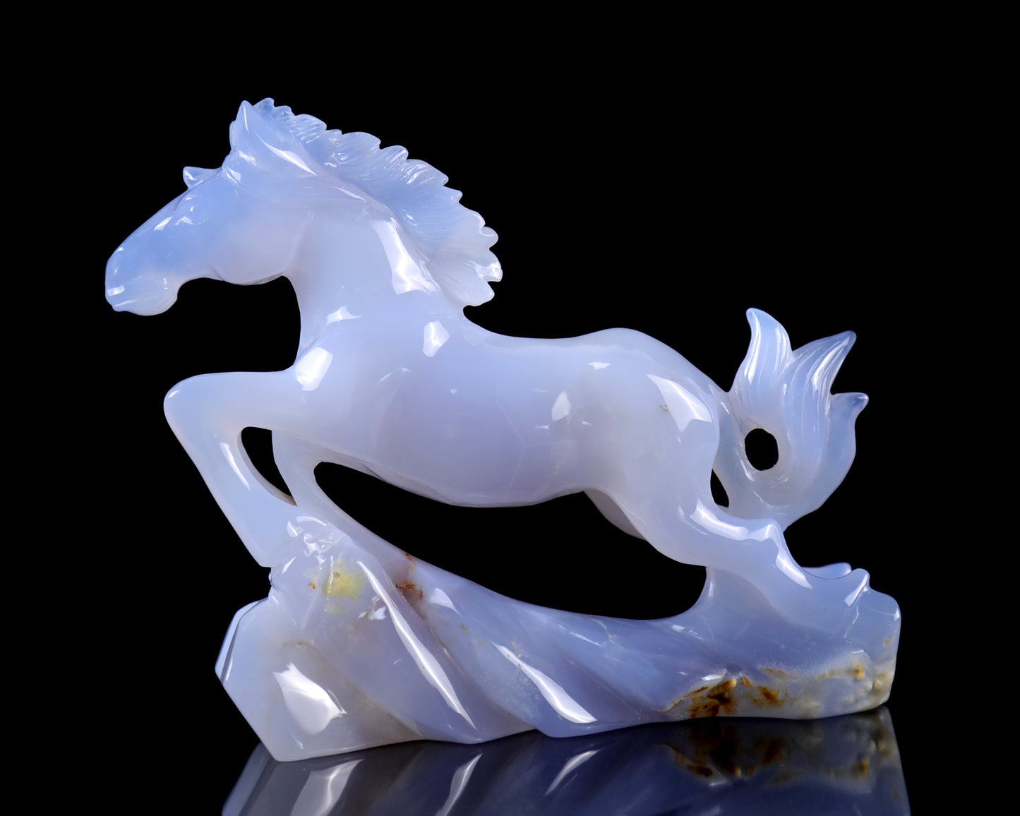 5.4" Blue Chalcedony Hand Carved Crystal Horse Sculpture Crystallumi