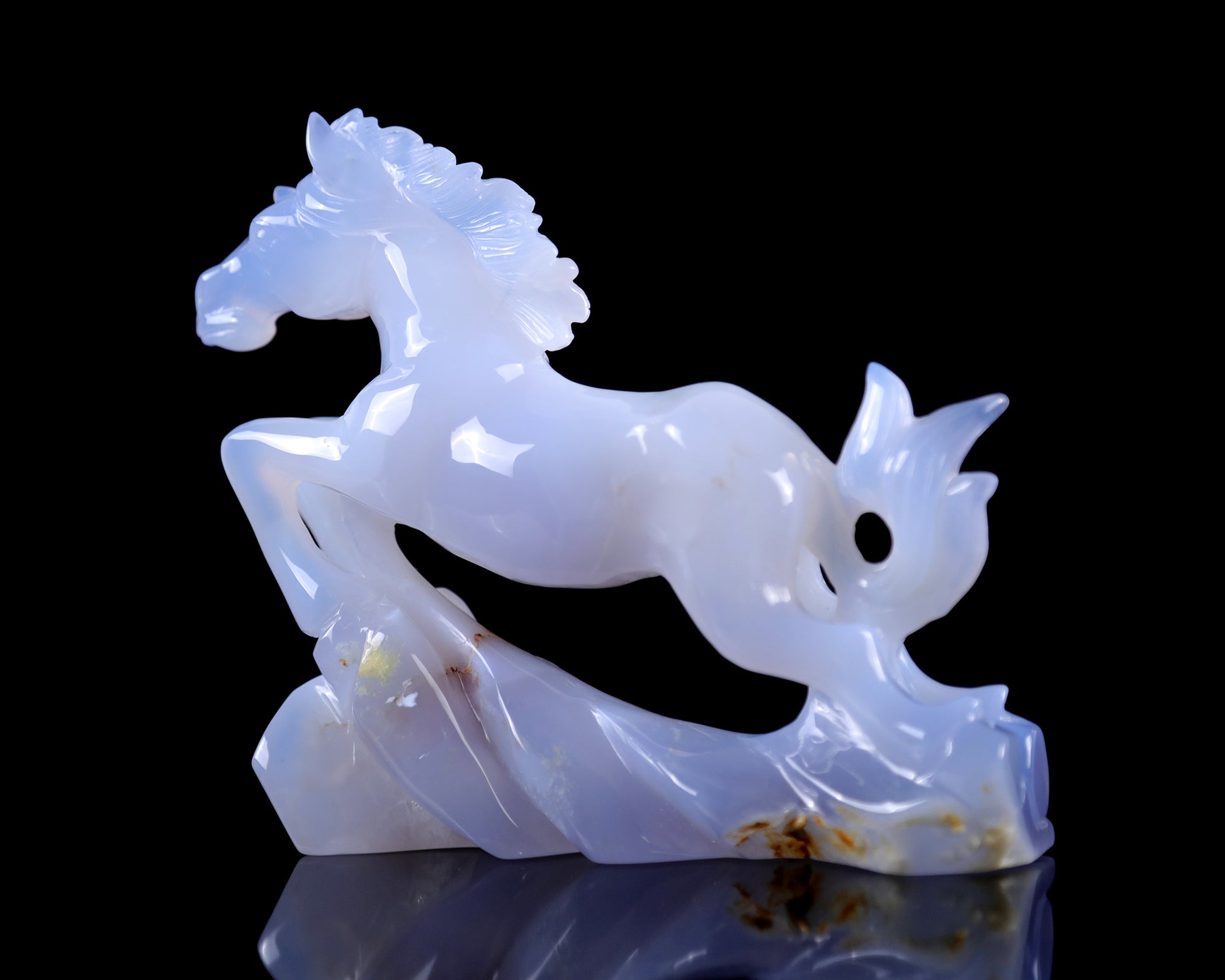 5.4" Blue Chalcedony Hand Carved Crystal Horse Sculpture Crystallumi