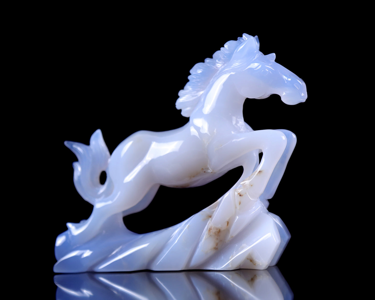 5.4" Blue Chalcedony Hand Carved Crystal Horse Sculpture Crystallumi