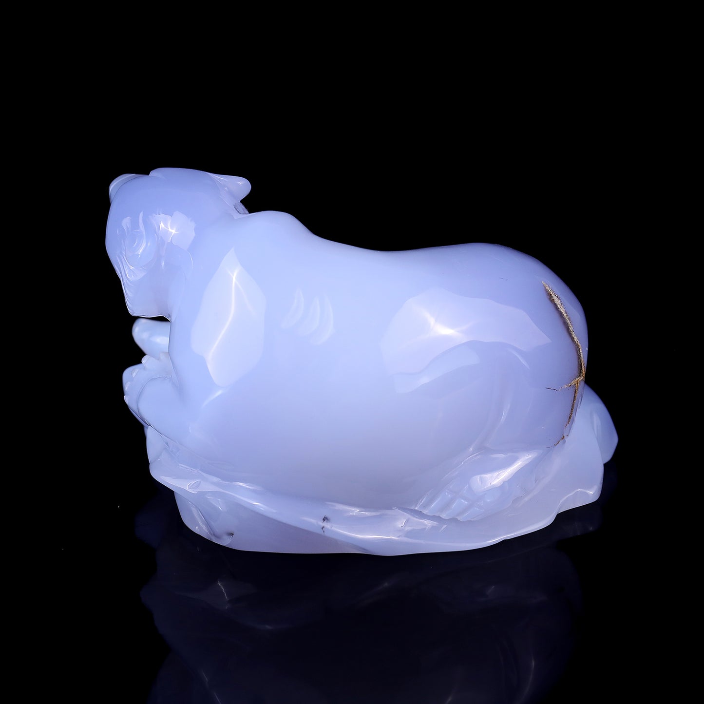 5.5" Blue Chalcedony Hand Carved Crystal Polar Bear Sculpture Crystallumi