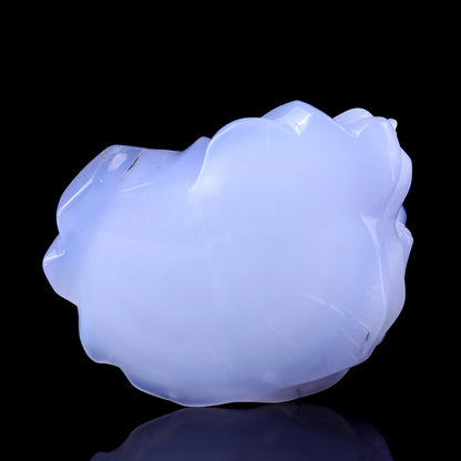 5.5" Blue Chalcedony Hand Carved Crystal Polar Bear Sculpture Crystallumi