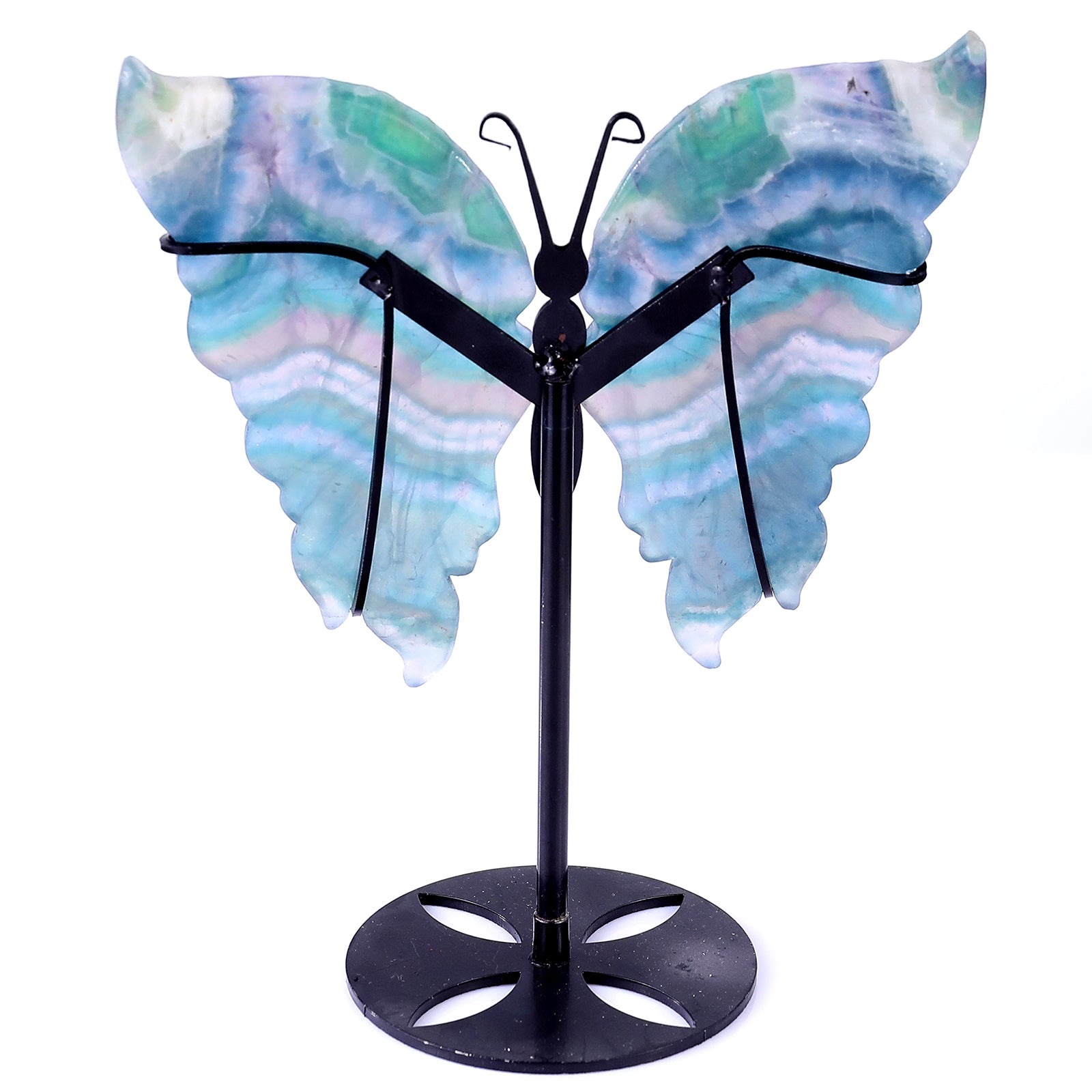 5.5" Fluorite Hand Carved Crystal Butterfly Wings Sculpture Crystallumi