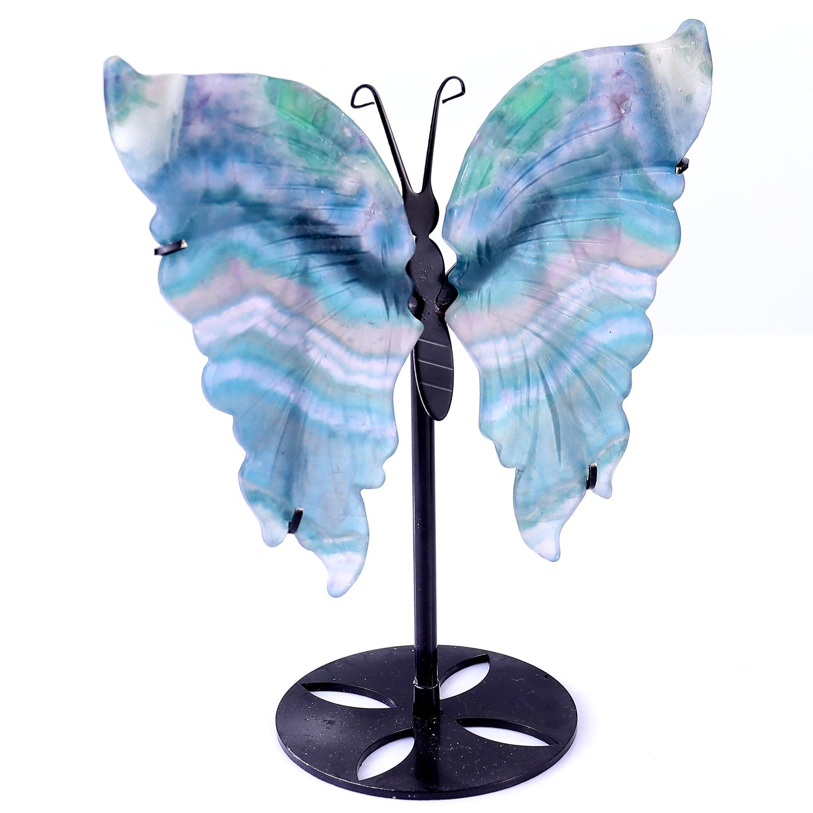 5.5" Fluorite Hand Carved Crystal Butterfly Wings Sculpture Crystallumi