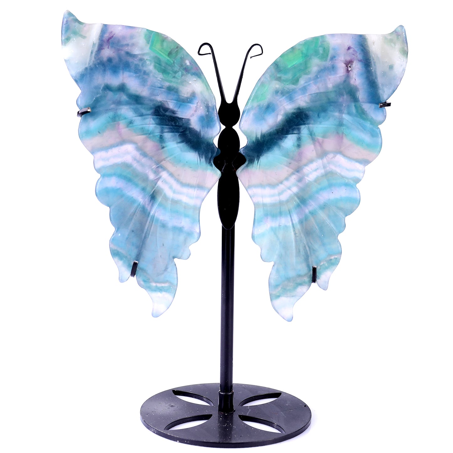 5.5" Fluorite Hand Carved Crystal Butterfly Wings Sculpture Crystallumi