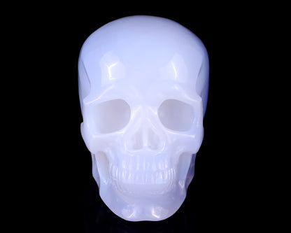 5.6" Blue Chalcedony Hand Carved Crystal Realistic Skull Sculpture Crystallumi