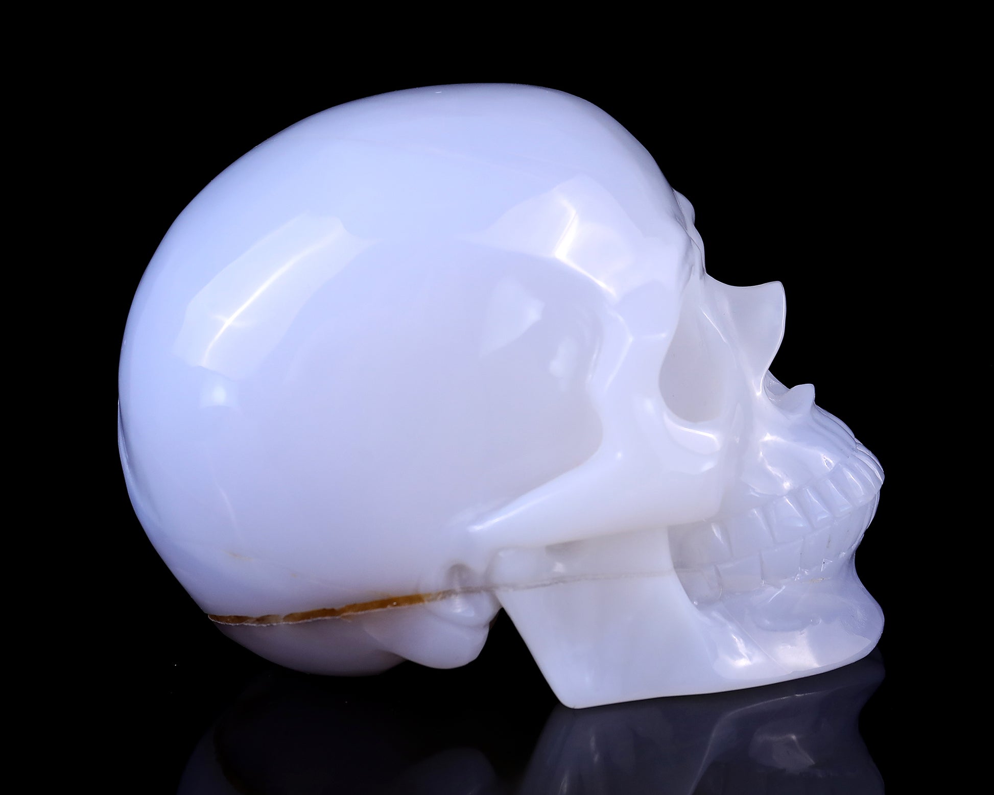 5.6" Blue Chalcedony Hand Carved Crystal Realistic Skull Sculpture Crystallumi