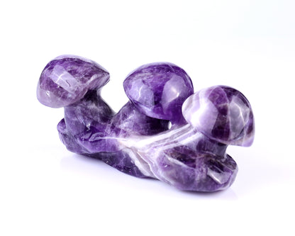 5.6" Dream Amethyst Hand Carved Crystal Mushrooms Sculpture Crystallumi