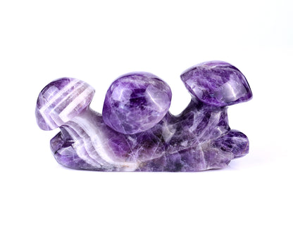 5.6" Dream Amethyst Hand Carved Crystal Mushrooms Sculpture Crystallumi