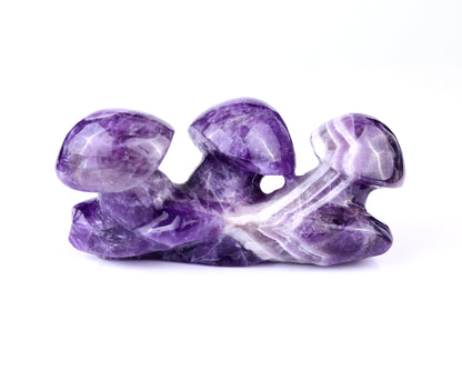 5.6" Dream Amethyst Hand Carved Crystal Mushrooms Sculpture Crystallumi