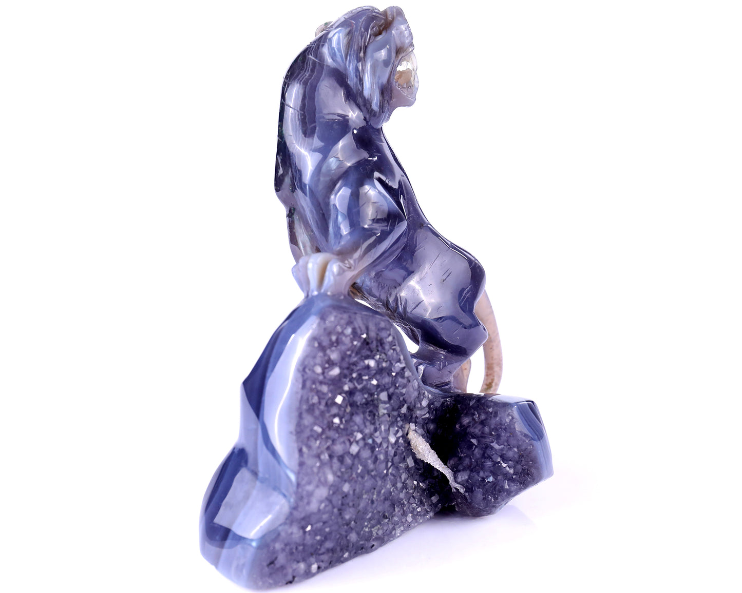 5.8" Geode Agate Hand Carved Crystal Tiger Sculpture Crystallumi