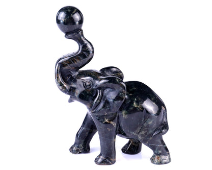 5.8" Jiulong Jade Hand Carved Crystal Elephant Sculpture Crystallumi