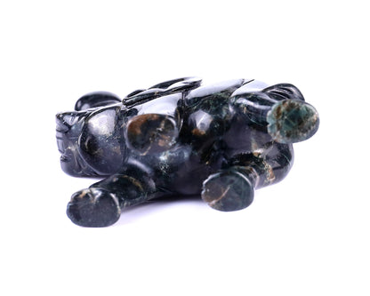 5.8" Jiulong Jade Hand Carved Crystal Elephant Sculpture Crystallumi