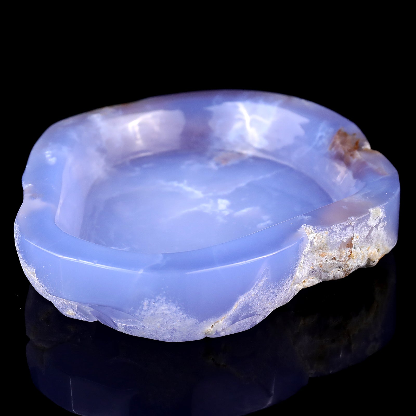 5.9" Blue Chalcedony Hand Carved Crystal Ashtray Fruit Tray Crystallumi