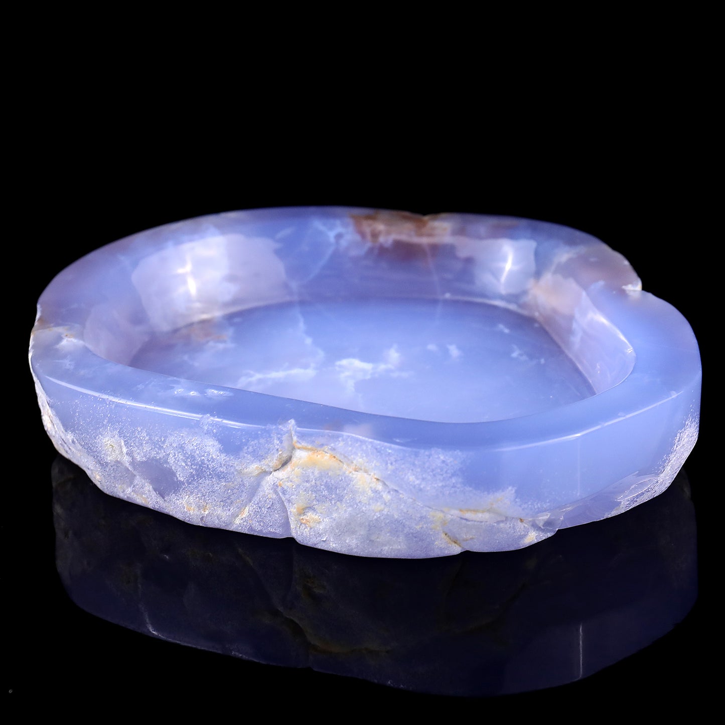 5.9" Blue Chalcedony Hand Carved Crystal Ashtray Fruit Tray Crystallumi