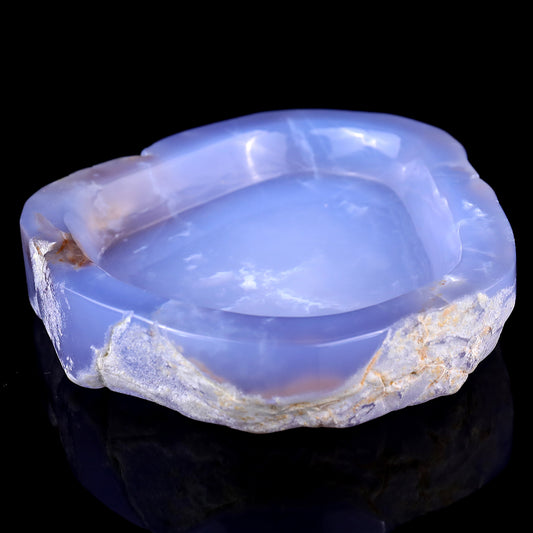 5.9" Blue Chalcedony Hand Carved Crystal Ashtray Fruit Tray Crystallumi