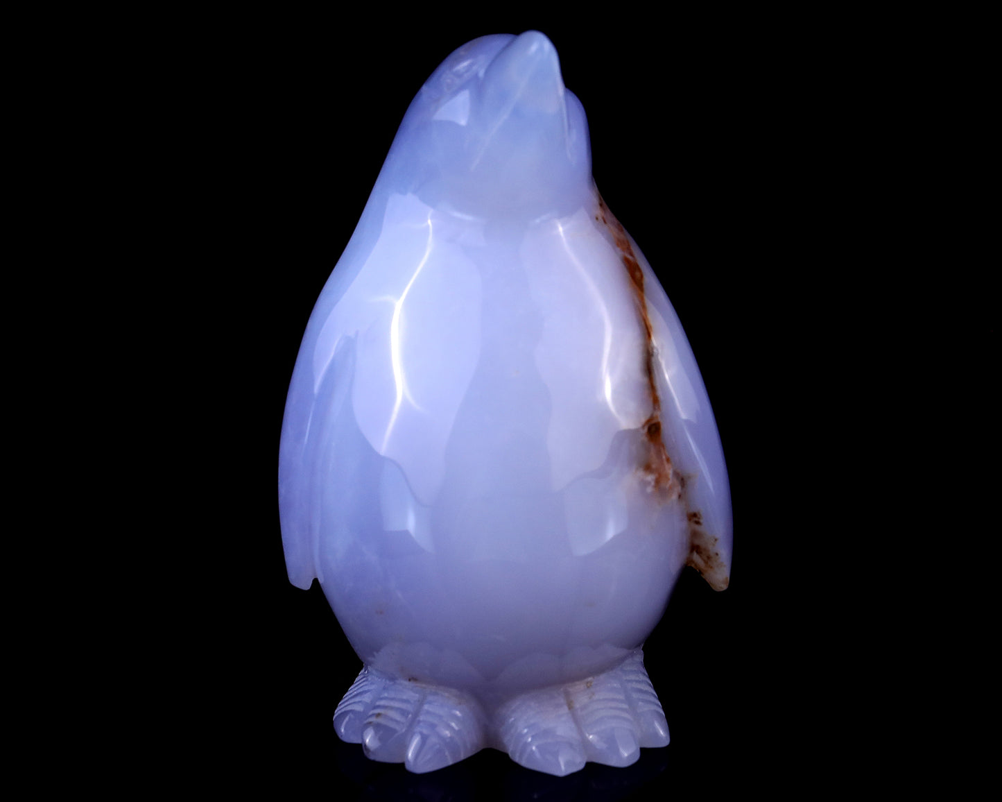 5.9" Blue Chalcedony Hand Carved Crystal Penguin Sculpture Crystallumi