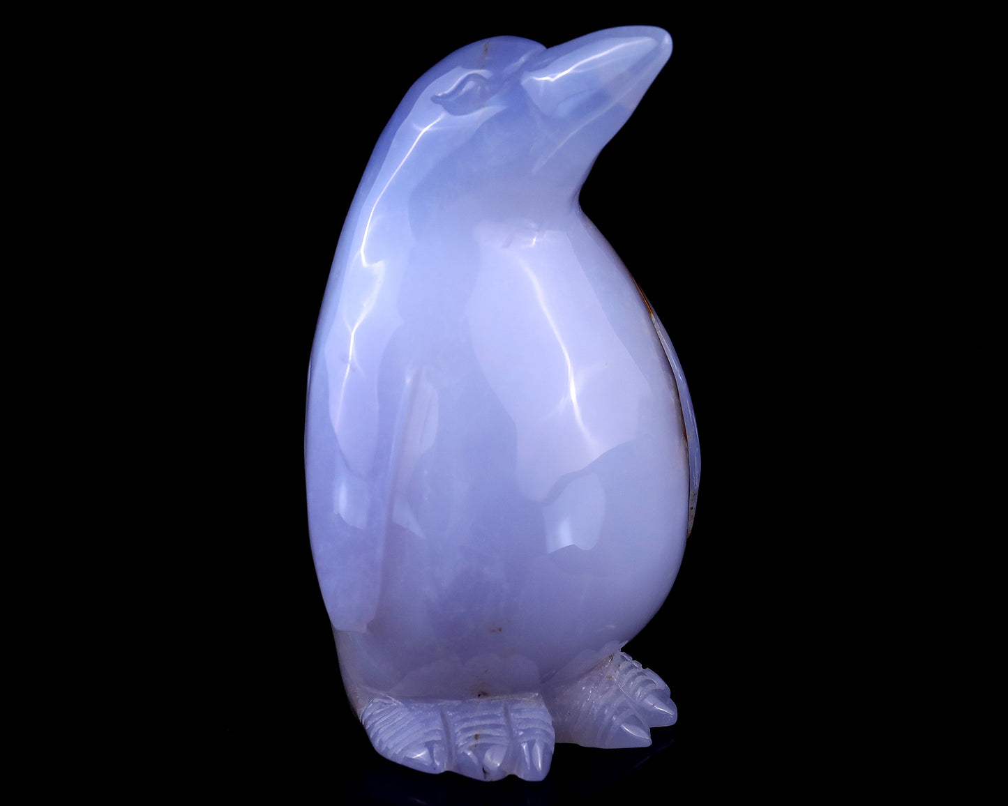 5.9" Blue Chalcedony Hand Carved Crystal Penguin Sculpture Crystallumi