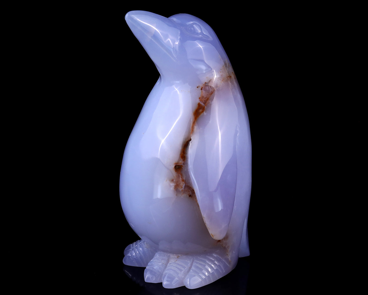 5.9" Blue Chalcedony Hand Carved Crystal Penguin Sculpture Crystallumi