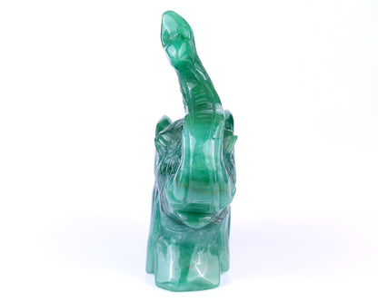 5.9" Green Aventurine Hand Carved Crystal Elephant Sculpture Crystallumi