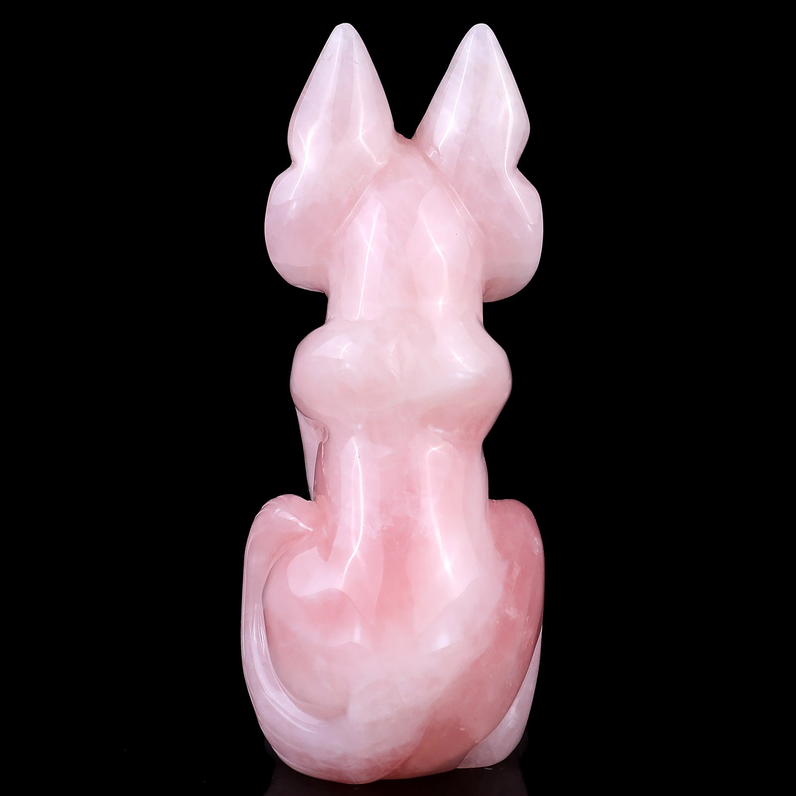 5.9" Rose Quartz Hand Carved Crystal Fox Sculpture Crystallumi