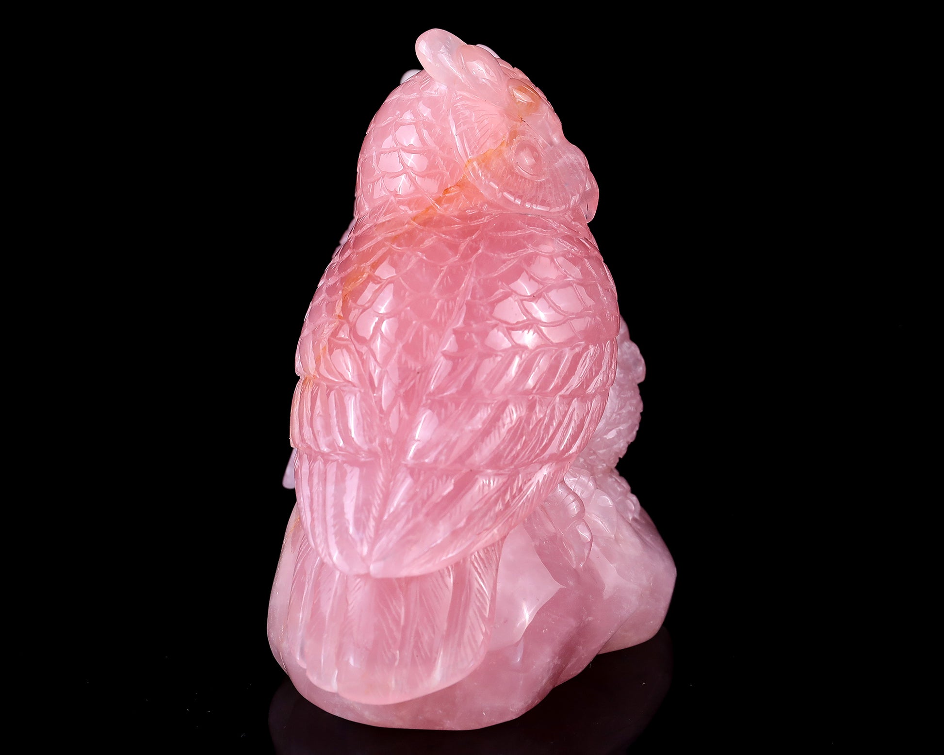 5.9" Rose Quartz Hand Carved Crystal Owls Sculpture Crystallumi