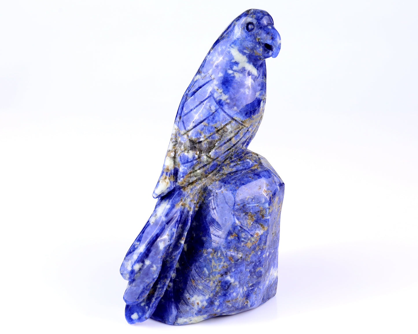 5.9" Sodalite Hand Carved Crystal Parrot Sculpture Crystallumi